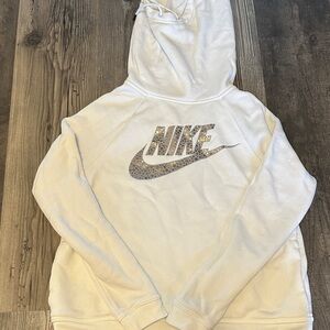 Nike White Hoodie with Patterned Logo